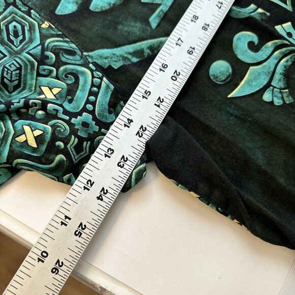 Aztec Allover Print Graphic T shirt Green Black AGMX 4X Viscose Soft Mexico - Picture 8 of 10